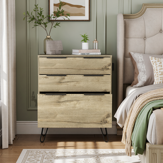 Sunvega Light Oak Dresser with Hairpin Legs and Spacious Top Surface