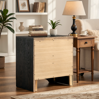 Sunvega White 2-Drawer Nightstand with Rhinestone Pulls and Hidden Jewelry Tray