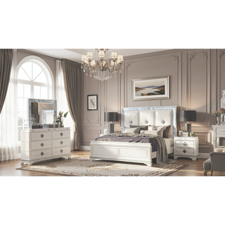 Sunvega Modern Style Nightstand with Soft-Closing Drawers and Crystal Accents