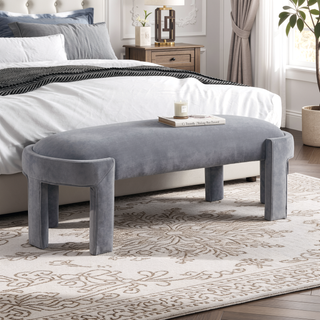 Sunvega Green Velvet Upholstered Bench with Foam Cushioned Seat and Durable Plywood Frame