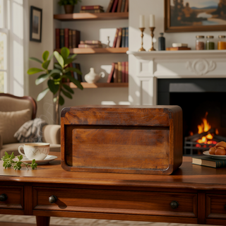 Sunvega Floating Curved Chestnut Bedside Table with Timeless Elegance and Clean Lines