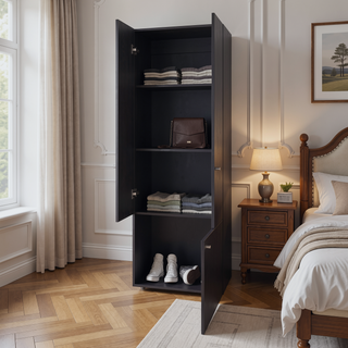 Sunvega Three Door Cabinet with Three Shelves for Bedroom Storage