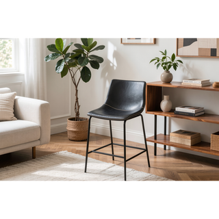 Sunvega Antique Wood Finished Counter Height Dining Set with Four PU Leather Chairs
