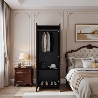 Sunvega Two Door Closet System with Fixed Shelves for Bedroom and Laundry Room Organization