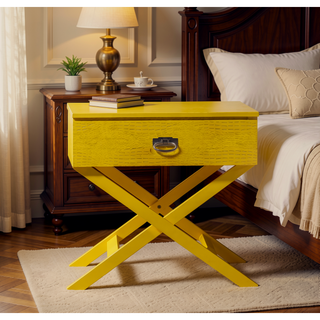 Sunvega Croc Textured Pink Nightstand with Spacious Drawer for Modern Spaces