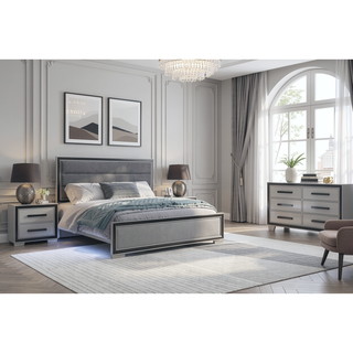 Sunvega Sleek Silver Finish Nightstand With Integrated Speaker and Cooler