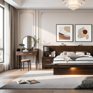 Sunvega Wooden Nightstand with Two Drawers in Rich Cappuccino Finish