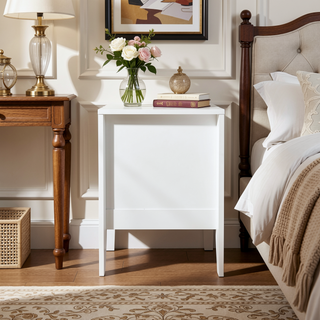 Sunvega Modern Mid Century Nightstand with Drawer and Open Storage Shelf