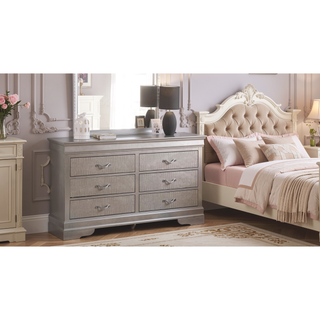 Sunvega Silver Champagne Nightstand with Two Spacious Drawers for Bedroom