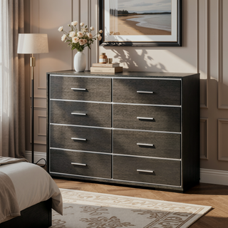 Sunvega 8 Drawer Gray Oak Finish Dresser with Undermount Glide System