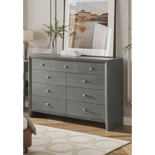 Sunvega Contemporary Gray Gun Metal Finish Two Drawer Nightstand with Round Handle Pull