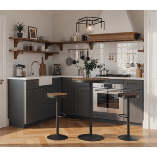 Sunvega Adjustable Industrial Bar Table with Distressed Wood Top and Metal Frame