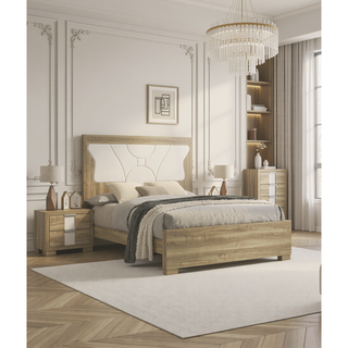 Sunvega Contemporary Driftwood Finish Wooden Nightstand with Three Drawers