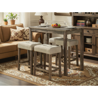 Sunvega Black Dining Table with Side Storage Shelves and Boucle Fabric Stools