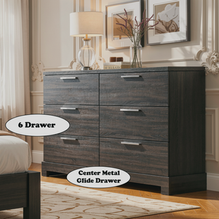 Sunvega Modern Gray Oak Chest with Five Spacious Drawers for Bedroom