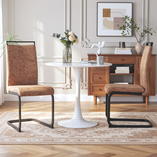 Sunvega High Back Upholstered Dining Chairs with C-Shaped Tube Black Metal Legs (Set of 2)