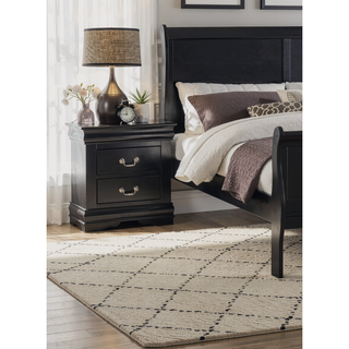 Sunvega Solid Wood Louis Philip Style Nightstand with Two Soft Close Drawers