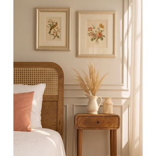 Sunvega Wall-Mounted Oak-ish Mango Wood Nightstand with Single Drawer