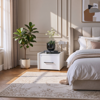 Sunvega Wall-Mounted Nightstand with Sleek Single Drawer and Spacious Top Shelf