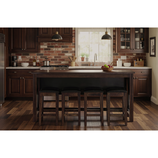 Sunvega Dark Brown Drop Leaf Space Saver Table with 4 Stools