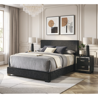 Sunvega Modern Luxury Nightstand with Sleek Metal Handles and Two Storage Drawers