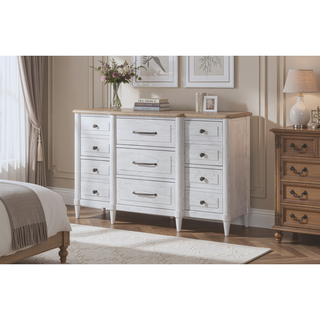 Sunvega Cement and Sand Mindi Veneer Teen Dresser with Seven Drawers