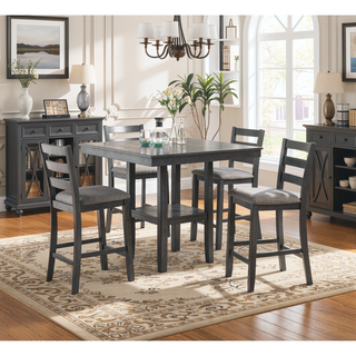 Sunvega Counter Height Dining Set with Shelve Base Table and Ladder Back Chairs