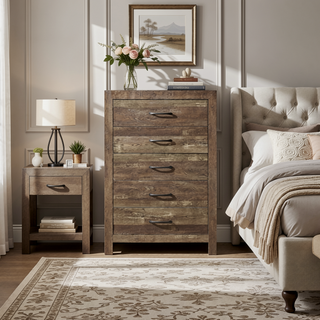 Sunvega Natural Finish Full Bed with Headboard Footboard and Rails
