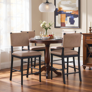 Sunvega 24 Inch Counter Stool Set of 2 with Vegan Leather Upholstery and Solid Wood Legs