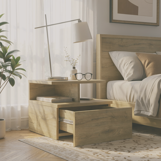 Sunvega Blue Floating Nightstand With Drawer And Shelves For Storage And Decor