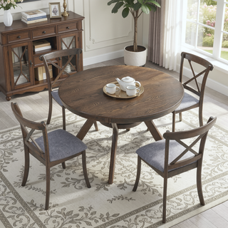 Sunvega Modern Polyester Upholstered Cross Back Dining Chairs Set of 2