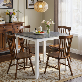 Sunvega Weathered Gray and White Oak Veneer Counter Height Dining Table Set