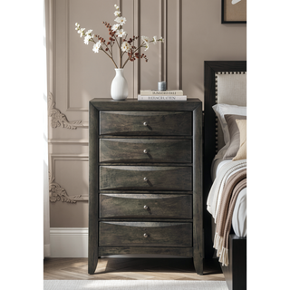 Sunvega Contemporary 2 Drawer Nightstand End Table with Jewelry Tray in Brown Finish