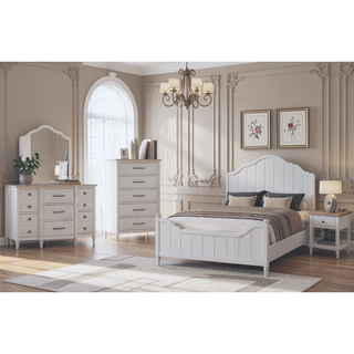 Sunvega Cement and Sand Mindi Veneer Teen Dresser with Seven Drawers