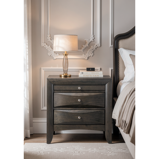 Sunvega Gray Oak Nightstand with Two Spacious Drawers and Tray for Bedroom
