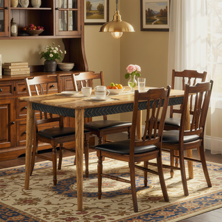 Sunvega Natural Sheesham Wood Mid-Century Modern Counter Height Dining Table