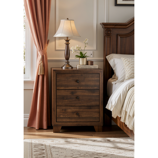 Sunvega Rustic Brown Cherry Finish Contemporary Four Drawer Storage Tall Chest