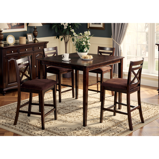 Sunvega Transitional Espresso Finish 5pc Dining Table Set with Cross Back Chairs