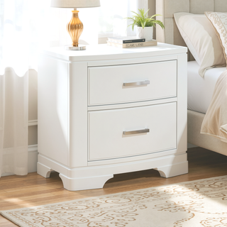 Sunvega White Finish Sleek Design Nightstand with Two Storage Drawers Transitional Style