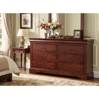 Sunvega Modern Black Dresser with Six Spacious Drawers and Brushed Nickel Handles