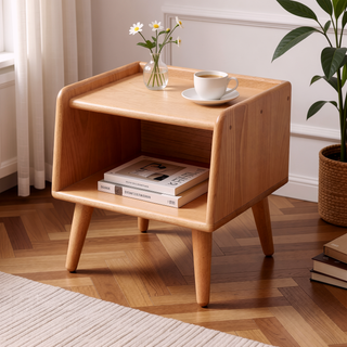 Sunvega Premium European Beechwood Nightstand with Ample Storage and Safe Design