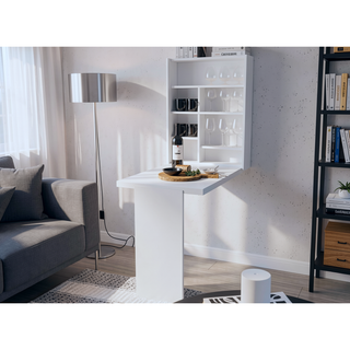 Sunvega Wall Mounted Foldable Table with Base and Seven Shelves