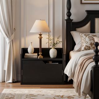 Sunvega Floating Nightstand with Single Drawer and Double-Tiered Shelf Surfaces for Bedroom