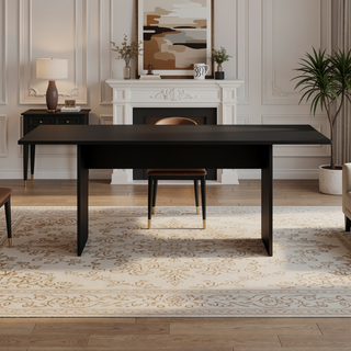 Sunvega Modern Rustic Style Dining Table with Wood-Grain Details for 6