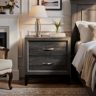 Sunvega Modern Contemporary White Finish Wooden Nightstand with 2 Dovetail Drawers