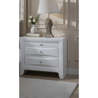 Sunvega White Nightstand with Two Spacious Drawers and Top Tray for Bedroom