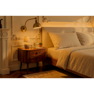 Sunvega Solid Mango Wood Wall Mounted Floating Nightstand with Two Drawers