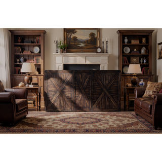 Sunvega Antique Charcoal Dining Table with Expandable Leaf for Eight Guests
