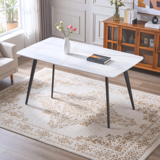 Sunvega 70 inch White Porcelain Kitchen Dining Table for 4-8 People