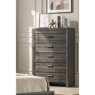 Sunvega Contemporary Gray Rustic Finish Wooden Nightstand with Two Storage Drawers